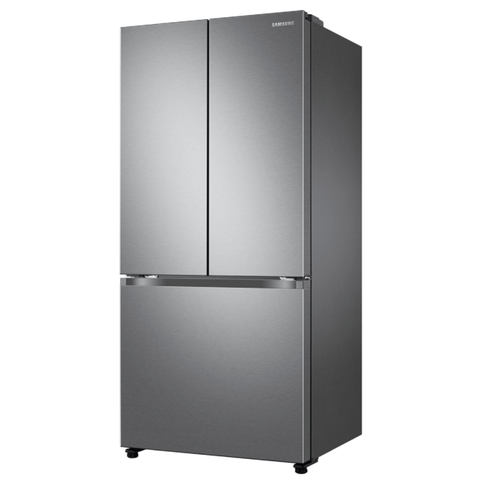 Samsung 18 Cu. Ft. Smart Counter Depth 3-Door French Door Refrigerator in Stainless Steel angled product image