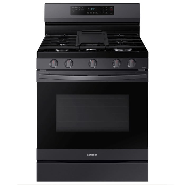 Samsung 6.0 cu. ft. Smart Freestanding Gas Range with No-Preheat Air Fry & Convection in Black Stainless Steel product image