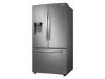 RF27T5201SR 27 cu. ft. Large Capacity 3-Door French Door Refrigerator with External Water & Ice Dispenser in Stainless Steel angled product image