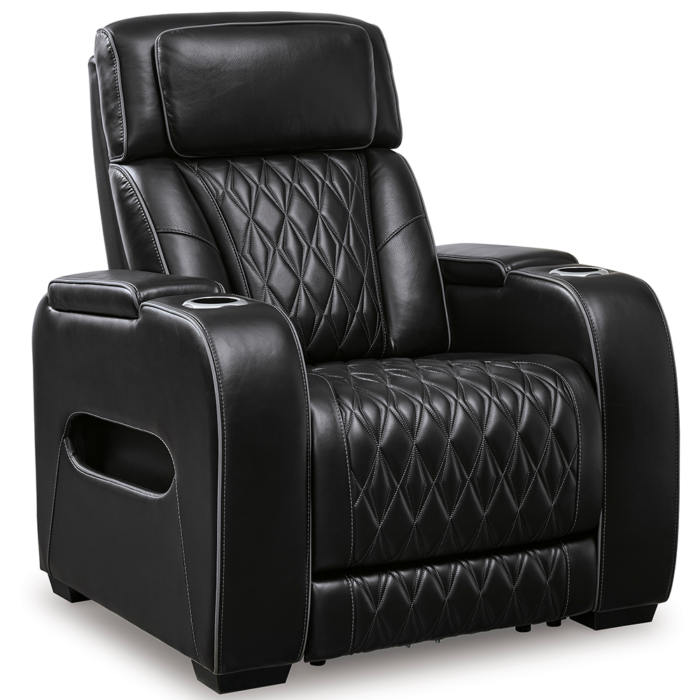 Boyington in Black Dual Power Leather Recliner Chair By Ashley no background product image