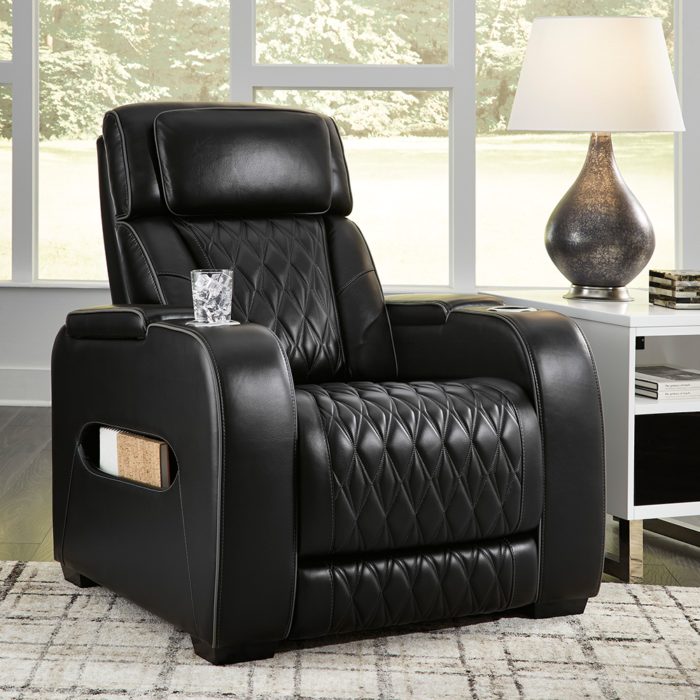 Boyington in Black Dual Power Leather Recliner Chair By Ashley product image