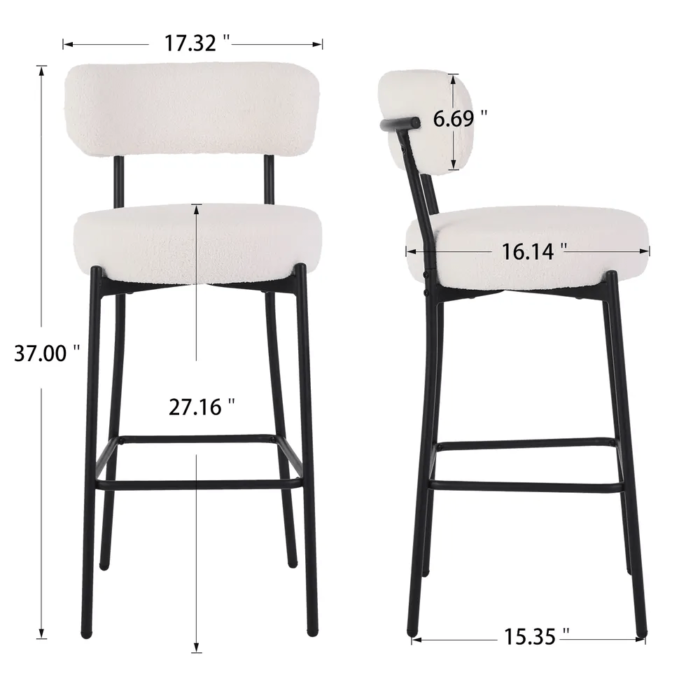 Premium White Teddy Chair 2 Piece Set By FurniHQ dimensions product image