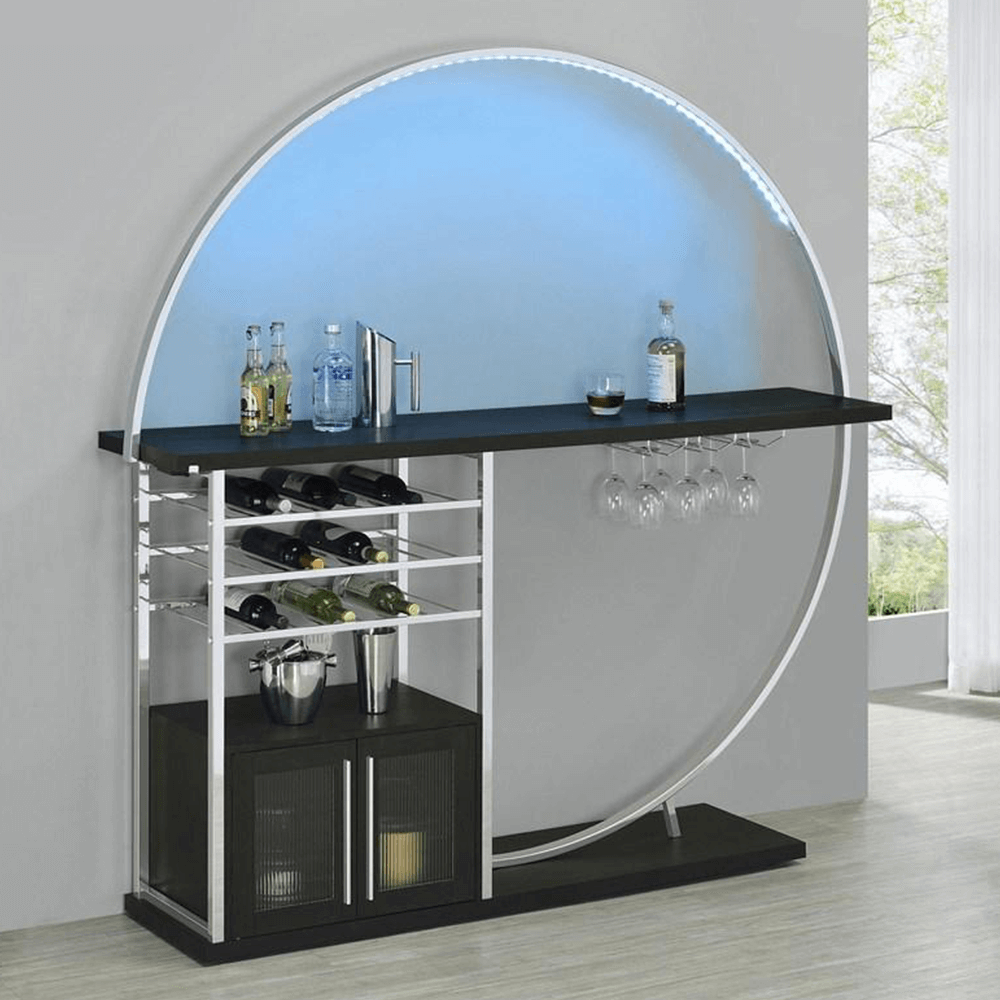 bar (1)Risley 2-door Circular LED Home Bar Cabinet Dark Charcoal By Coaster Lit up Risley 2-door Circular LED Home Bar Cabinet Dark Charcoal By Coaster Lit up product image