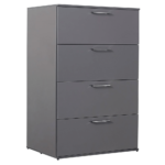 Glossy 4 Drawer Jumbo Chest in Grey By Klair Living angled no background product image