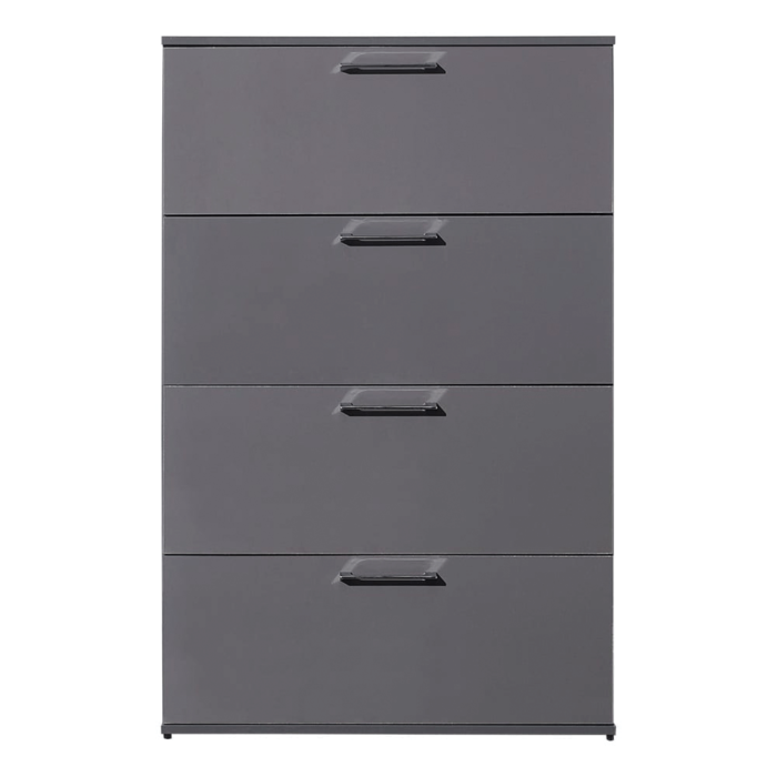 Glossy 4 Drawer Jumbo Chest in Grey By Klair Living head on product imaage