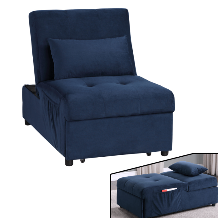 Blue Lift Top Storage Bench with Pull-out Bed By Home Elegance