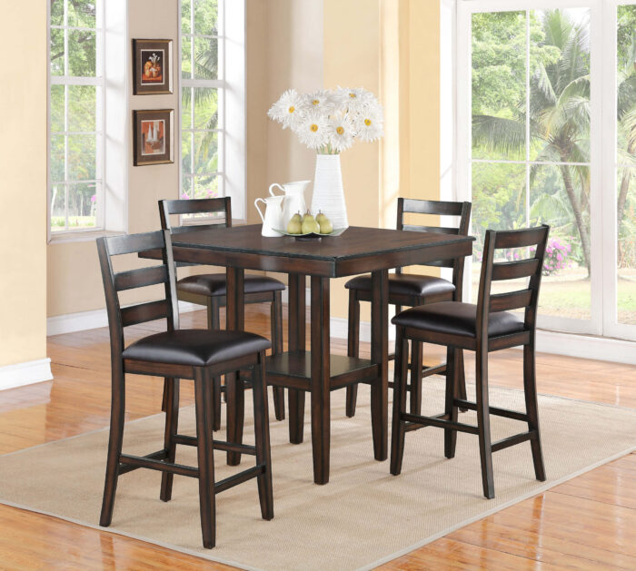 cro2630 Tahoe 5 Piece Counter Height Dining Set in Brown By Crown Mark product image