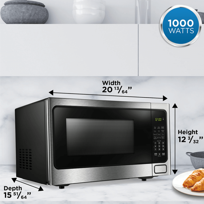 1.1 cu. ft. Countertop Microwave in Stainless Steel By Danby Designer dimensions product image