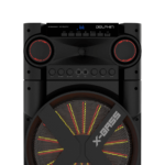 XL-312 6000 Watt Triple 12" Speakers with Microphone By Dolphin close up yellow and red lights product image