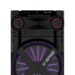 XL-312 6000 Watt Triple 12" Speakers with Microphone By Dolphin close up purple and red lights