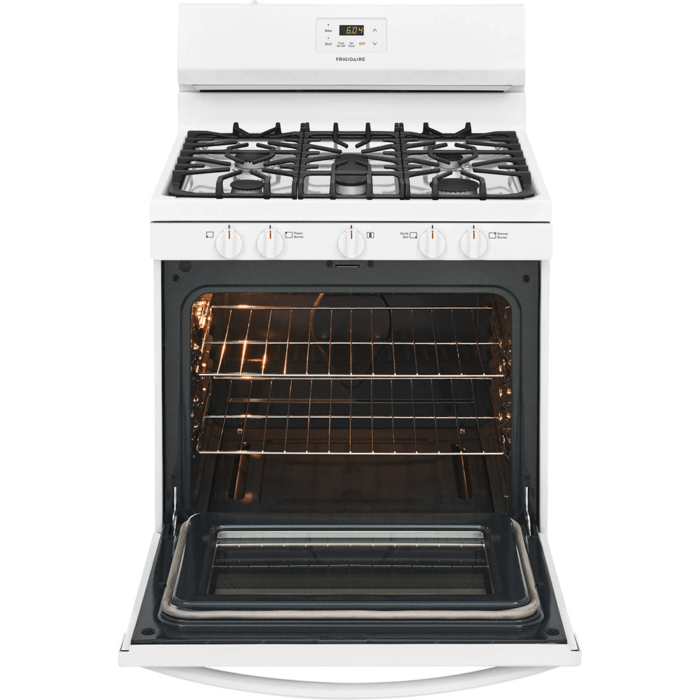 30" Gas Range in White By Frigidaire oven open product image