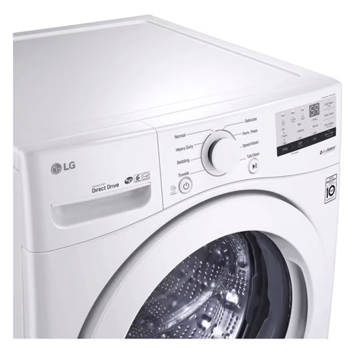WM3400CW LG 4.5 cu. ft. Ultra Large Front Load Washer controls close up product image