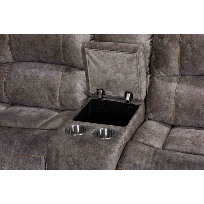 6pc.Sectional With 2 Power Recliners and 1 Manual Recliner in the Brown By Milton Green Stars console close up product image