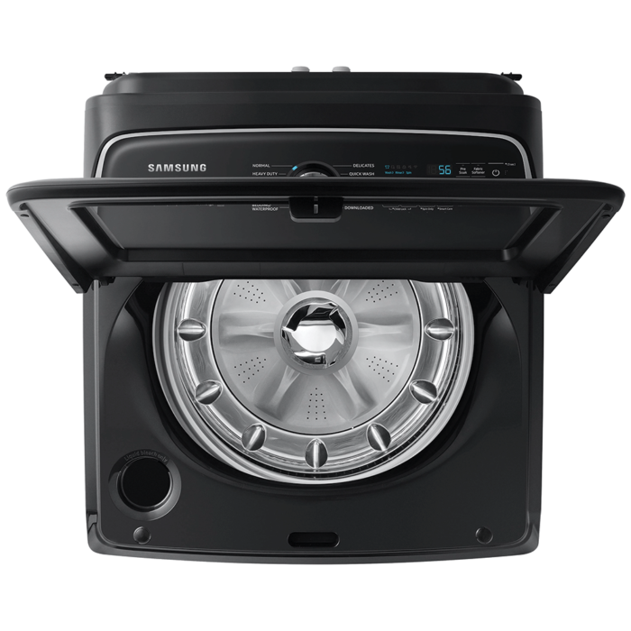 5.4 cu. ft. Extra-Large Capacity Smart Top Load Washer with ActiveWave™ Agitator and Super Speed Wash in Brushed Black top view product image
