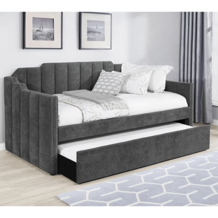 Kingston Upholstered Twin Daybed with Trundle Charcoal By Coaster product image