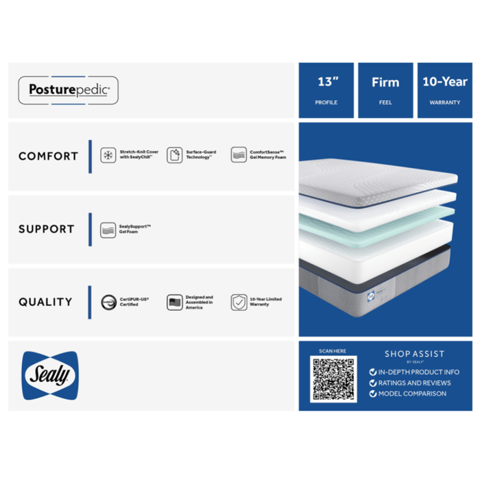 Lacey Firm Mattress By Sealy Posturepedic details product image
