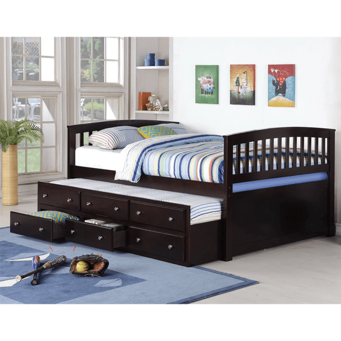 Espresso Full Size Captains Bed with Drawers and Storage By Asia Direct product image