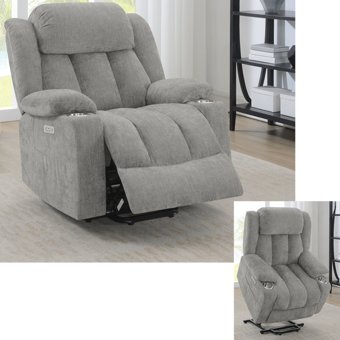 602284P Houston Upholstered Power Lift Recliner Grey By Coaster product image
