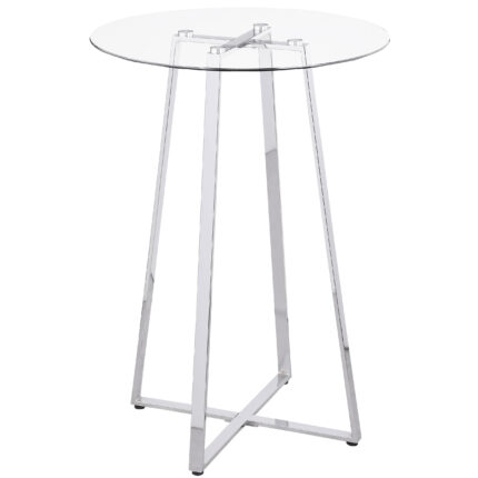 Zanella Round 30-inch Glass Top Bistro Bar Table Chrome product image