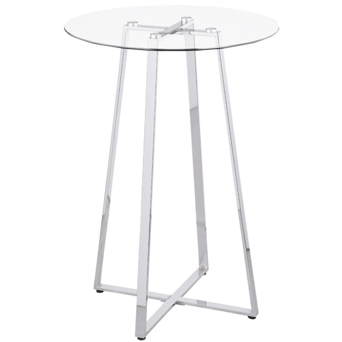 Zanella Round 30-inch Glass Top Bistro Bar Table Chrome product image