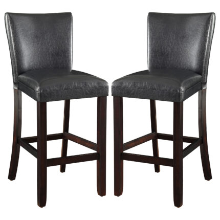 Alberton Leatherette Upholstered Bar Chair Black (Set of 2) product image