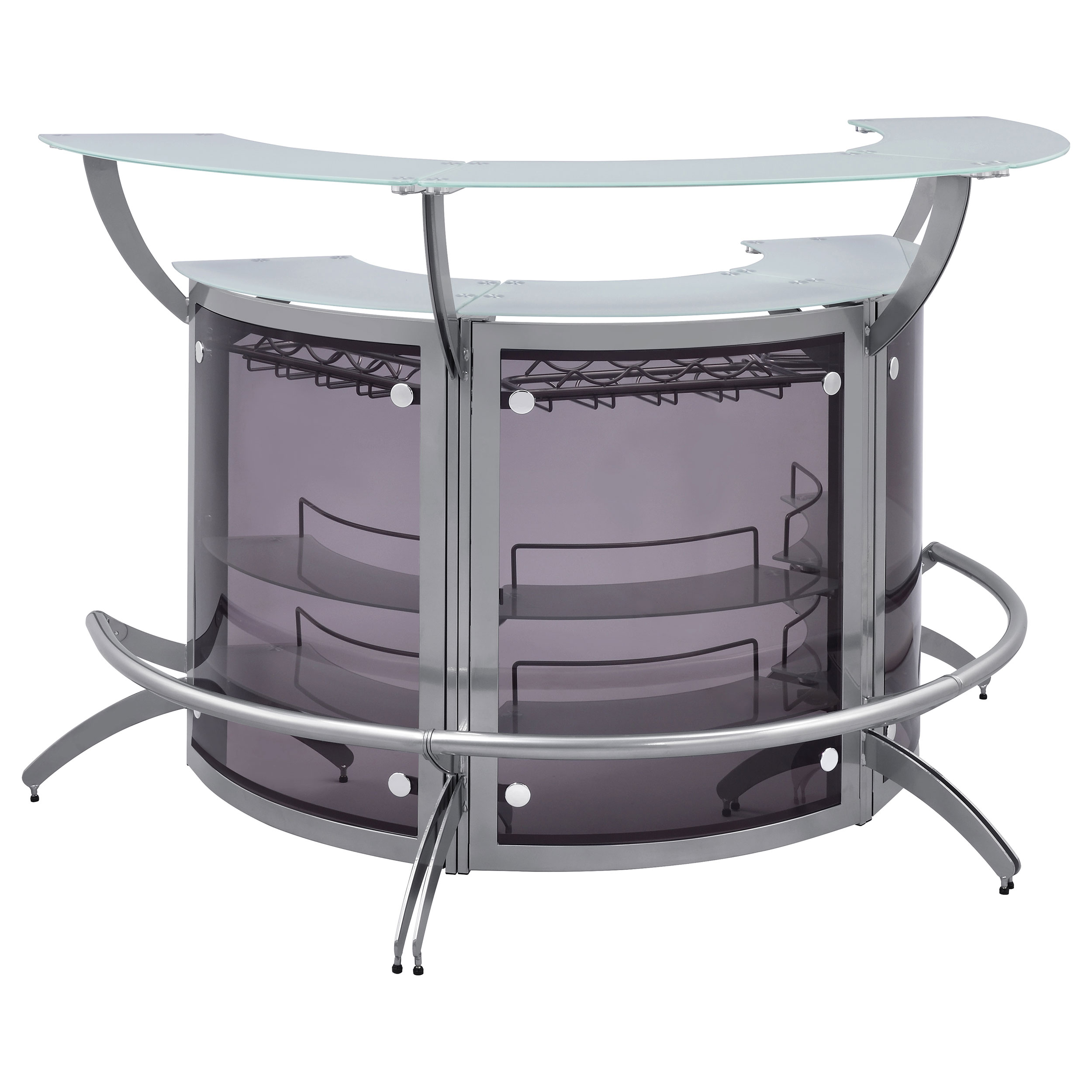 Dallas 3-piece Curved Freestanding Home Bar Cabinet Silver product image