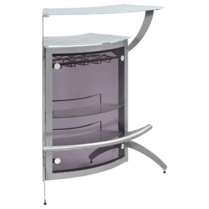 Dallas 2-shelf Curved Freestanding Home Bar Cabinet Silver product image