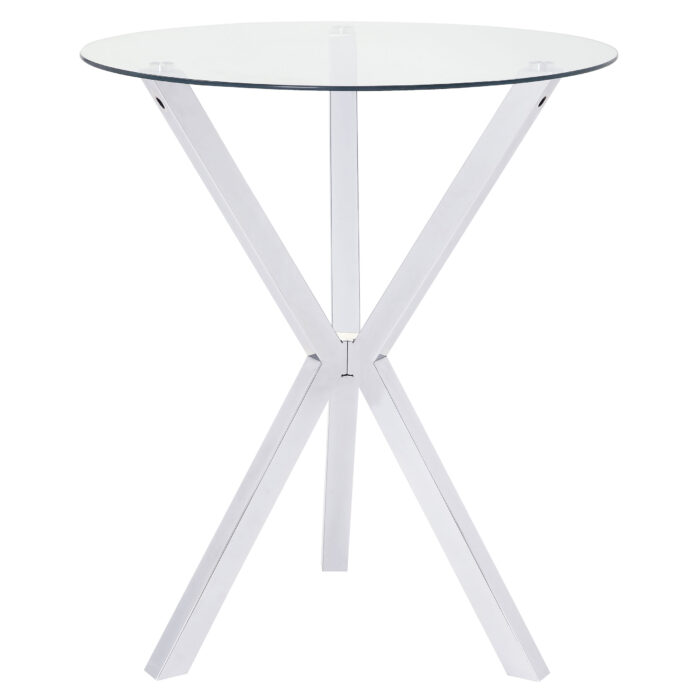 Denali Round 35-inch Glass Top Bistro Bar Table Chrome product image