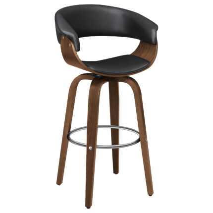 Zion Upholstered Swivel Bar Stool Walnut and Black product image