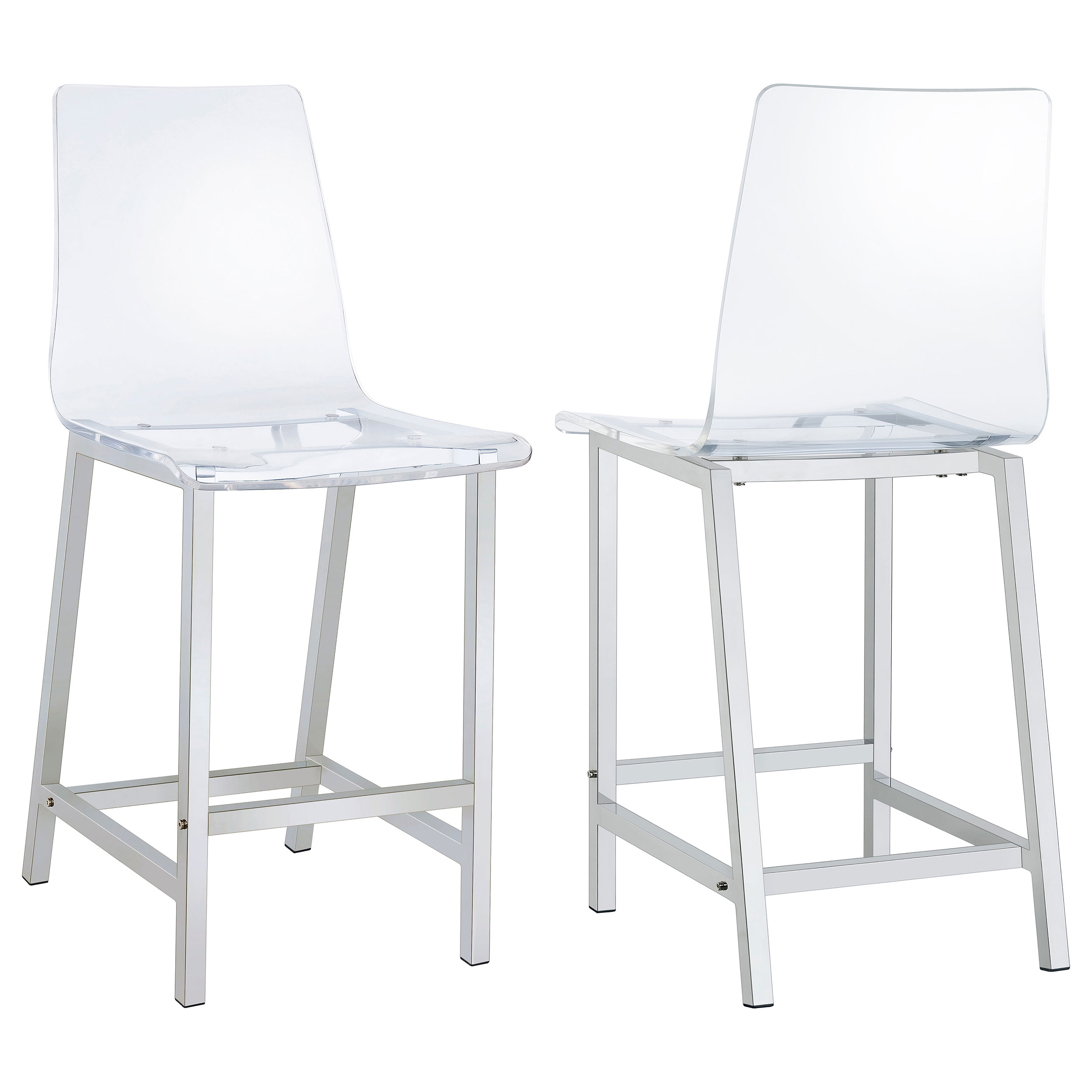 Juelia Clear Acrylic Counter Chair Chrome (Set of 2) Juelia Clear Acrylic Counter Chair Chrome (Set of 2) product image