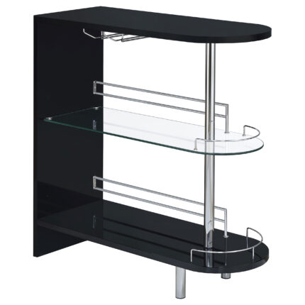 Adolfo Rectangular 2-tier Home Bar Table Black High Gloss product image