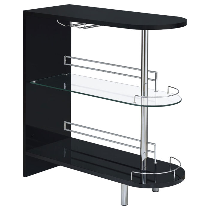 Adolfo Rectangular 2-tier Home Bar Table Black High Gloss product image