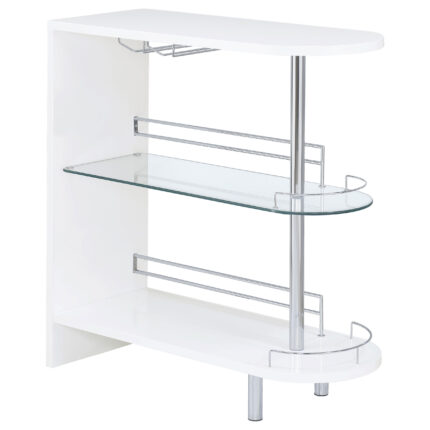 Adolfo Rectangular 2-tier Home Bar Table White High Gloss product image