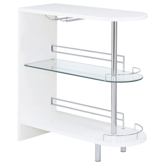 Adolfo Rectangular 2-tier Home Bar Table White High Gloss product image