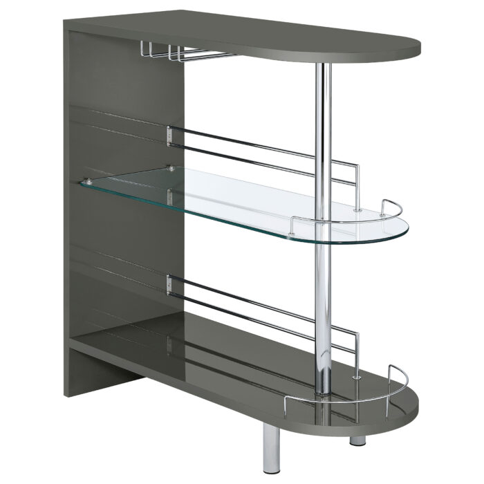 Adolfo Rectangular 2-tier Home Bar Table Grey High Gloss product image