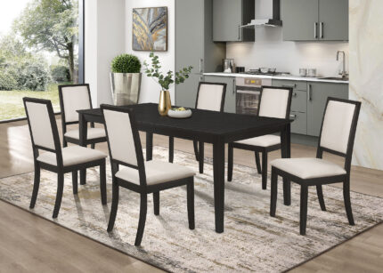 Louise 7-piece Rectangular Extension Leaf Dining Set Black product image