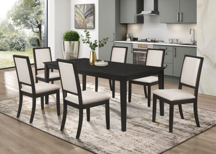 Louise 7-piece Rectangular Extension Leaf Dining Set Black product image