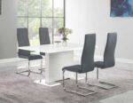 Anges 5-piece Dining Table Set White High Gloss and Grey product image