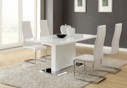Anges 5-piece Dining Table Set White High Gloss and White product image