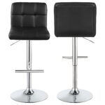 Lenny Upholstered Adjustable Bar Stool Black (Set of 2) product image