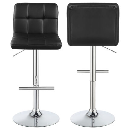 Lenny Upholstered Adjustable Bar Stool Black (Set of 2) product image