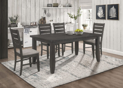 Dalila 5-piece Rectangular Dining Table Set Dark Grey product image