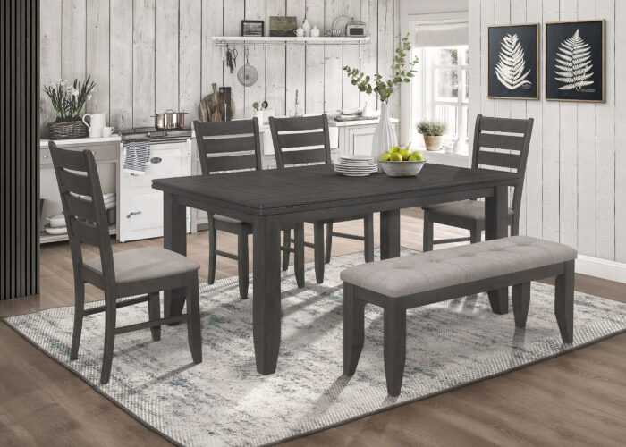 Dalila 6-piece Rectangular Dining Table Set Dark Grey product image