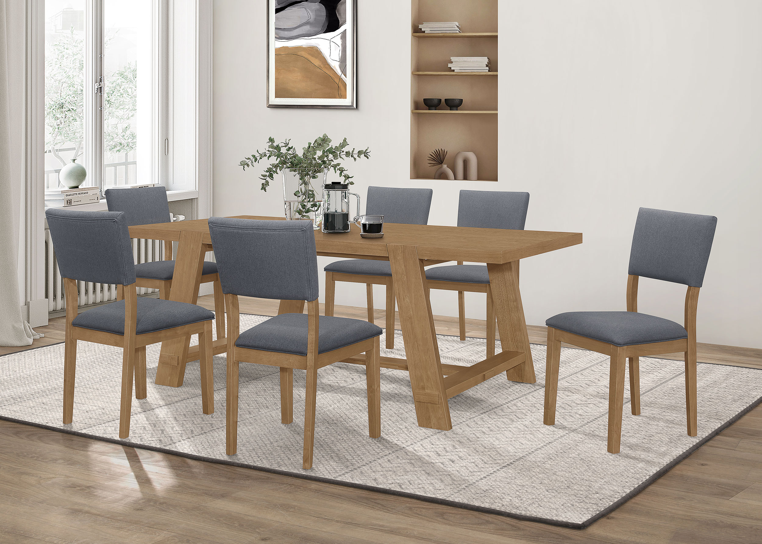 Sharon 7-piece Rectangular Dining Table Set Brown Sharon 7-piece Rectangular Dining Table Set Brown product image