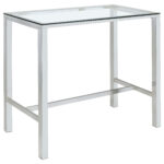 Tolbert Rectangular 47-inch Glass Top Pub Bar Table Chrome product image