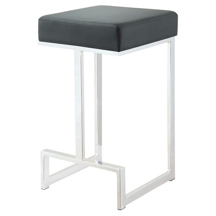 Gervase Square Counter Height Stool Black and Chrome product image