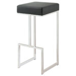Gervase Square Bar Stool Black and Chrome product image