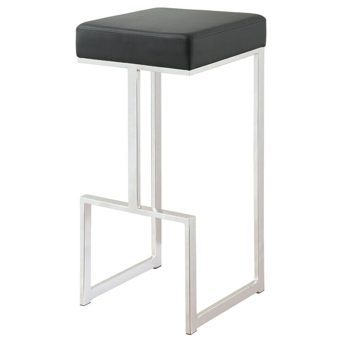 Gervase Square Bar Stool Black and Chrome product image