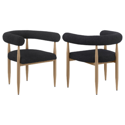 Dunmore Boucle Upholstered Dining Arm Chair Black (Set of 2) product image