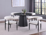 Camden 5-piece Round Faux Marble Top Dining Table Set Black product image